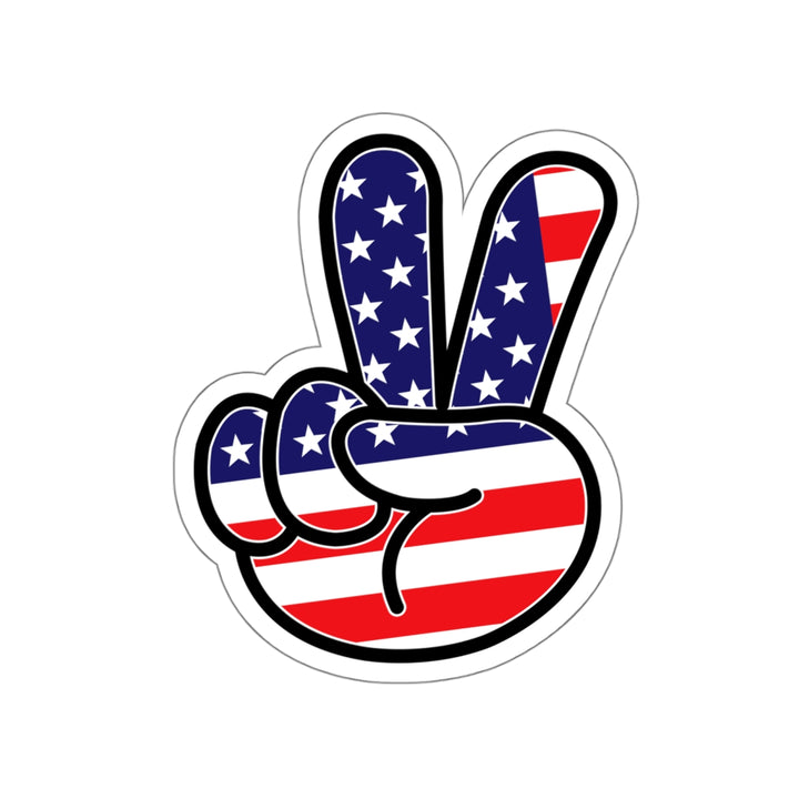 American Flag Peace Sign Hand Decal (indoor and outdoor use)