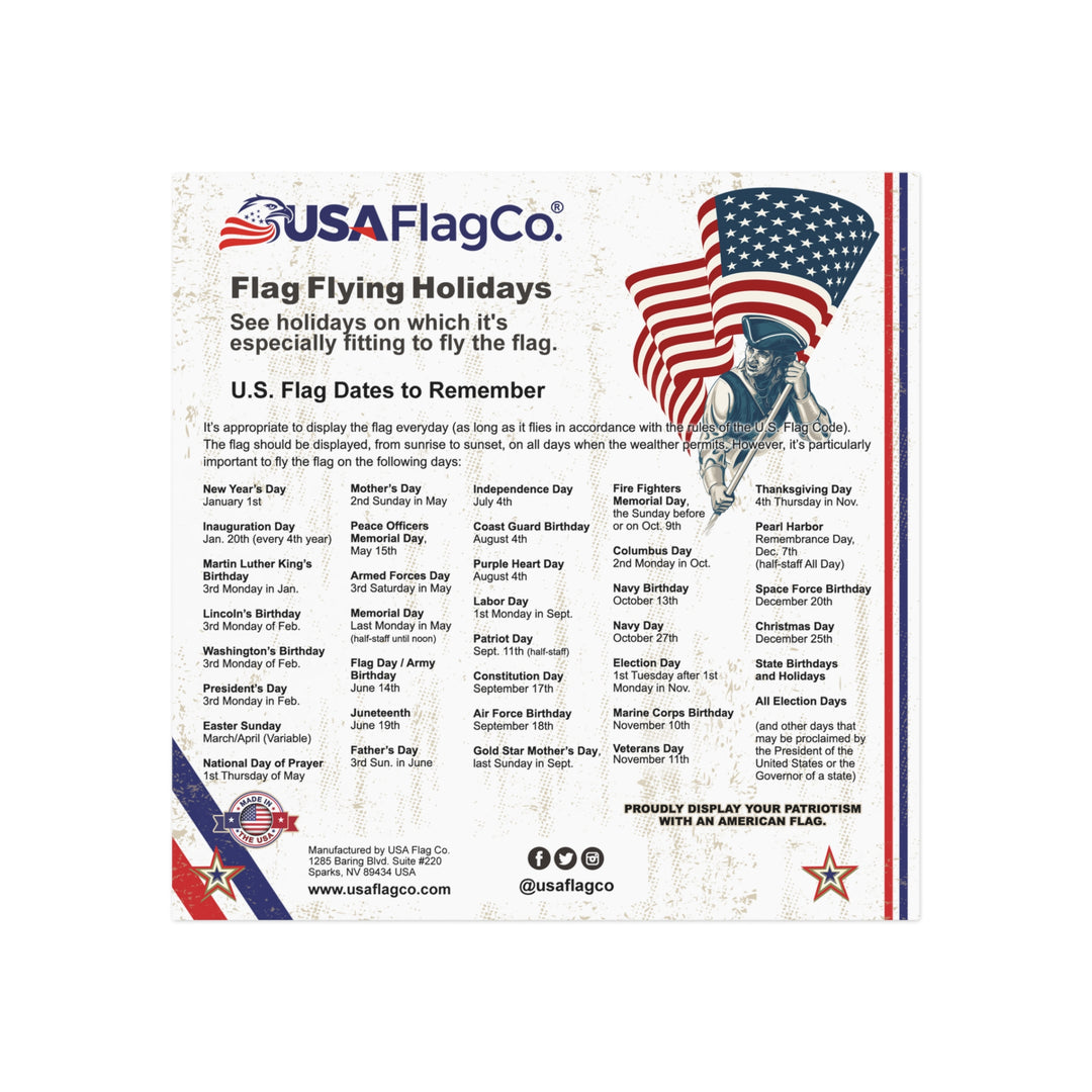 Patriotic USA Flag Square Magnet - Celebrate Flag Flying Holidays