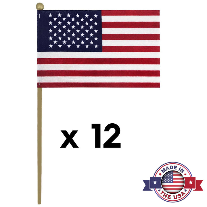 American Stick Flags 4x6 Inch - Gold Ball Tip for Safety (12 stick flags)