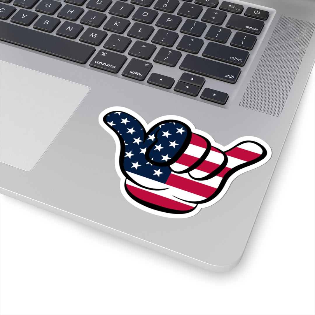 American Flag Hang Loose Hand Sign Sticker