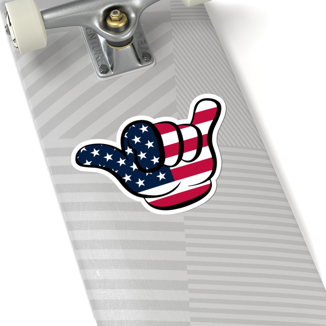 American Flag Hang Loose Hand Sign Sticker