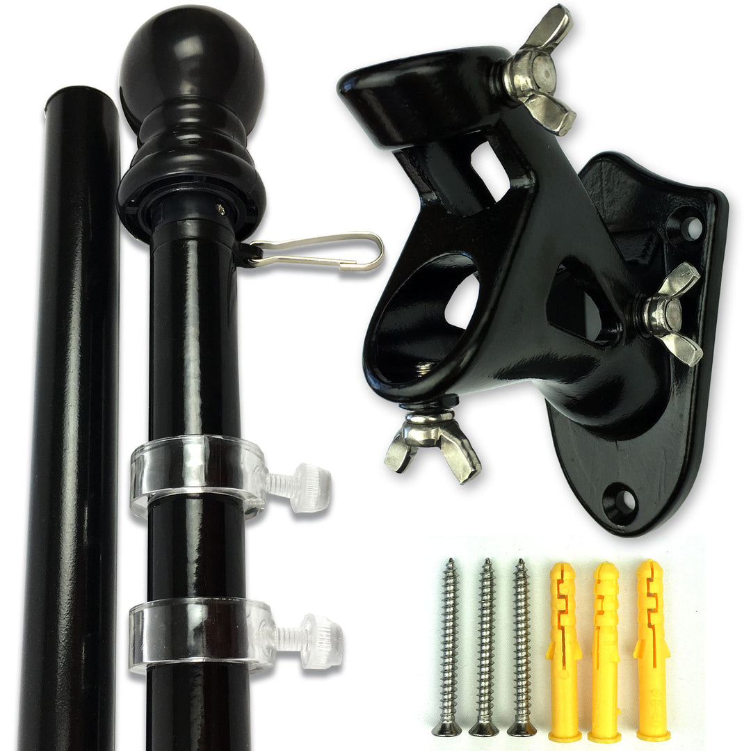 USA Flag Co. PATRIOT™ Classic Black Flag Pole and Bracket Kit