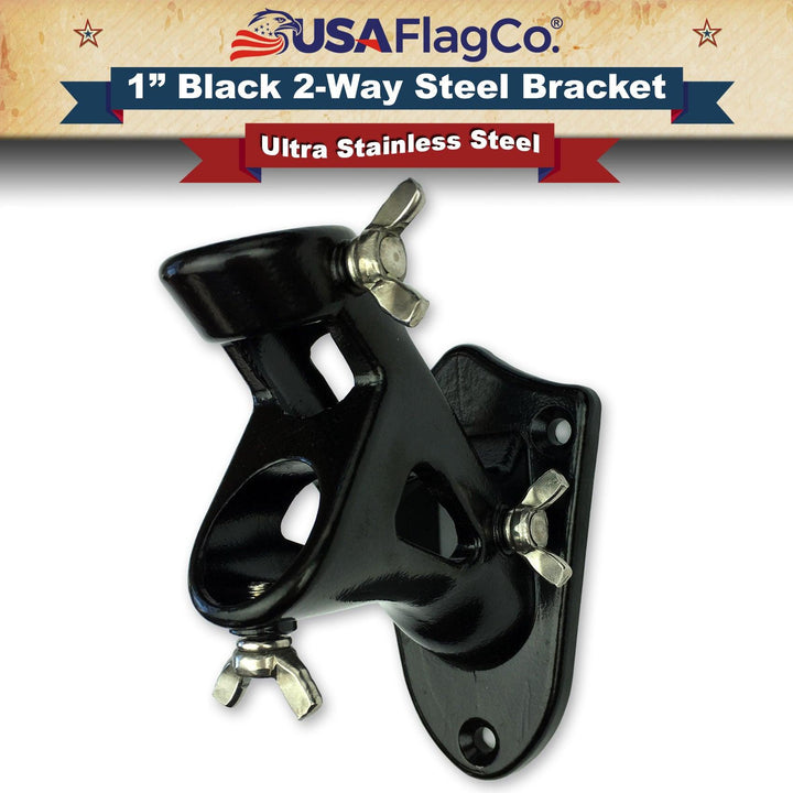 TITAN™ Black Stainless Steel Flag Pole Bracket (1-inch Diameter) - USA Flag Co.