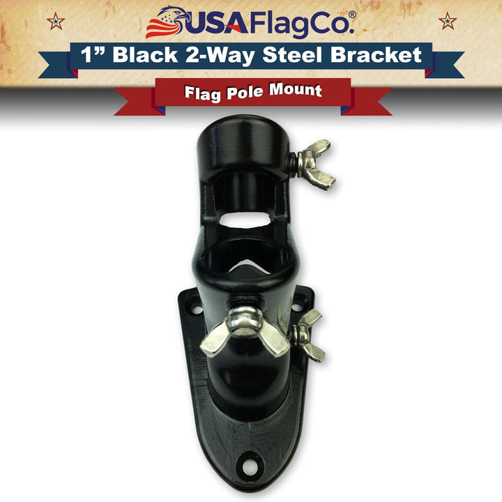 TITAN™ Black Stainless Steel Flag Pole Bracket (1-inch Diameter) - USA Flag Co.